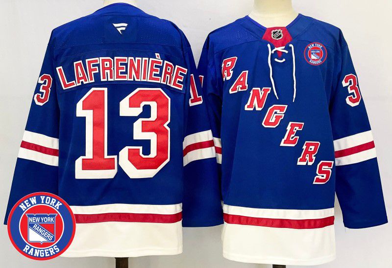 Men New York Rangers 13 Lafreniere Blue Fanatics 2025 NHL Jersey style 7